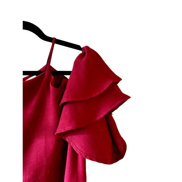 Cooperative Red Burgundy Cold Shoulder Dress Size Medium - Picture 2 of 8